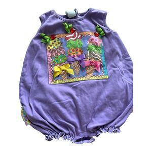 Zoodles Baby Purple Cotton Blended One Piece Romper Size 24 Months bubble 90s